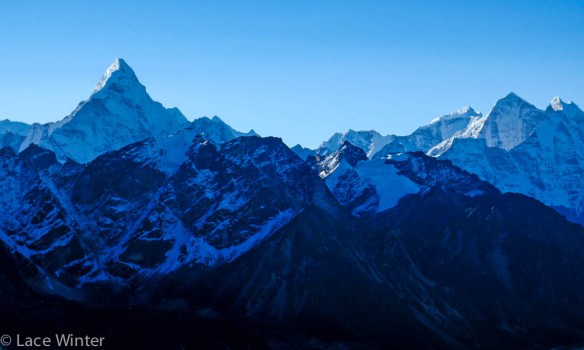 Ama Dablam and Kangtega in the Solukhumbu range of the Himalaya